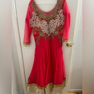 Pink/ coral Indian anarkali style dress (Indian suit)